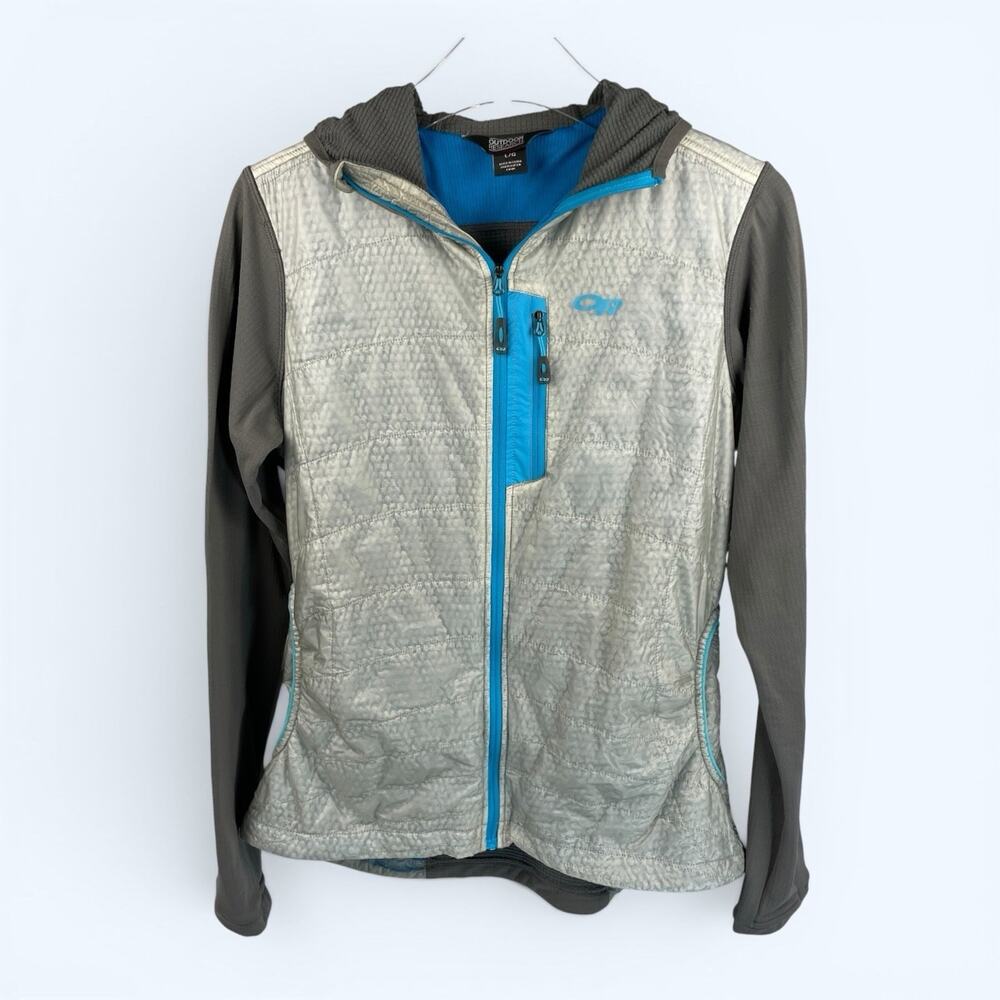 Outdoor Research Deviator Hoody Hoodie Women's Large Gray Blue Hybrid Jacket